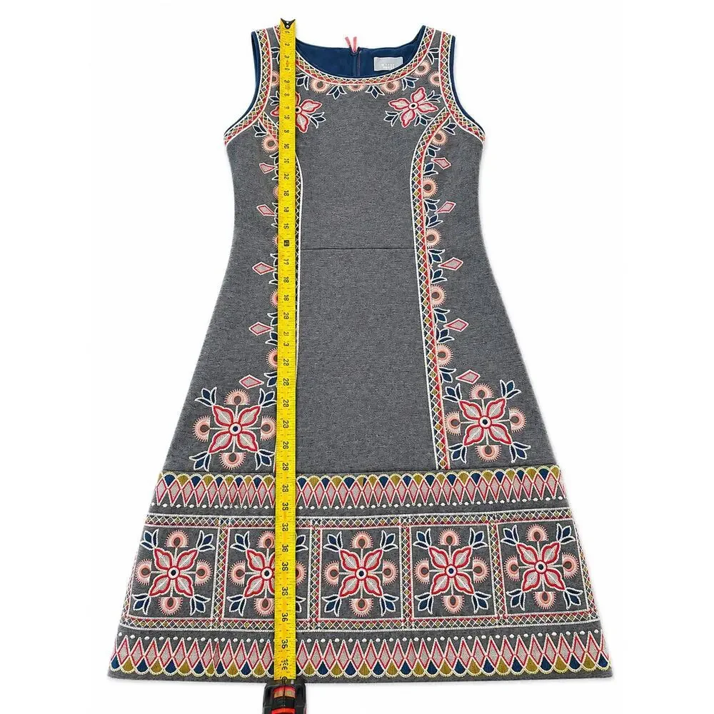 Maeve Anthropologie $248 Embroidered Artisan Sweater Knit Dress Lined Boho Mod 2